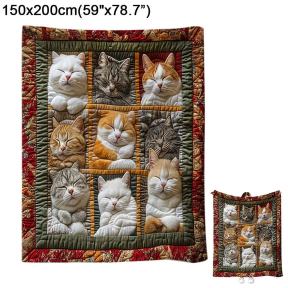 Cute Sleeping Cats Quilt Blanket - Soft, Cozy, Stylish Decor for Ulti-mate