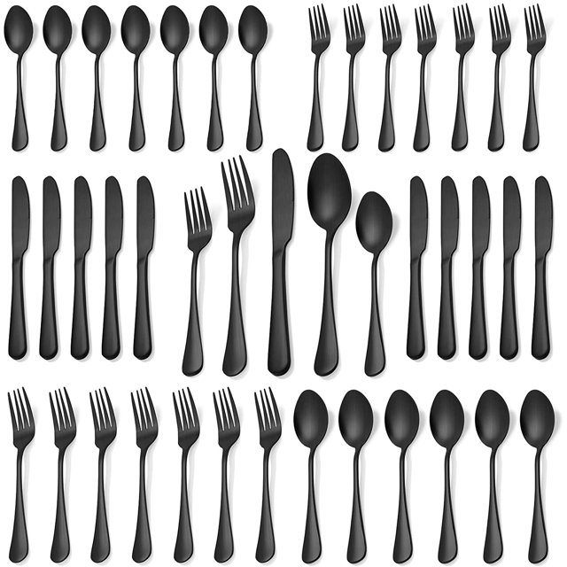 20 Piece Matte Black Silverware Set Service for 4,Stainless Steel Flatware Set,Kitchen Tableware Set,Cutlery Set for Home and Restaurant,Include Knife Fork Spoon Set,Satin Finish,Dishwasher Safe
