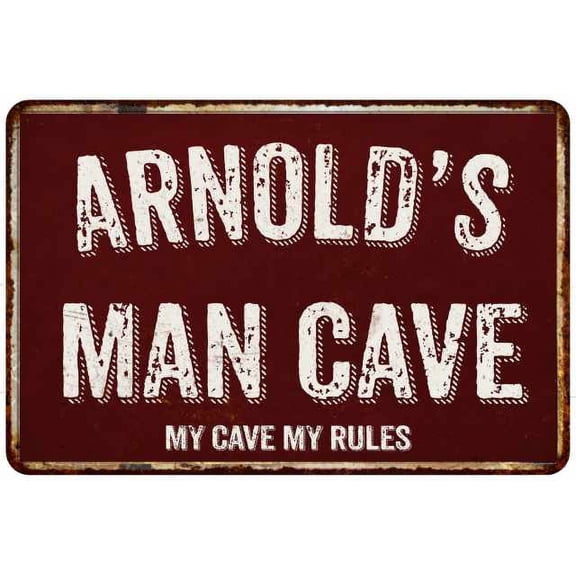 ARNOLD'S Man Cave Red Grunge Sign 8 x 12 High Gloss Metal Sign 208120003246