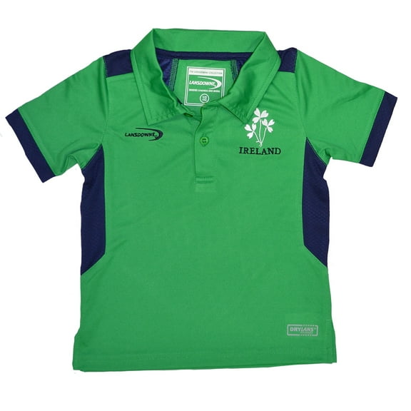 Ireland T-Shirt for Kids Short Sleeved Apparel Button Neck Tee Green Colour