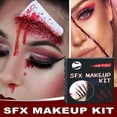 thumbnail image 2 of Halloween Special Effects SFX Kit De Maquillaje Para Zombie Vampire Skin Wax Gel De Sangre Falsa Cicatriz Agua Sangre Falsa Spray Esponja Raspador De Plata Para Halloween Cosplay ANGGREK Descripción de la referencia, 2 of 5