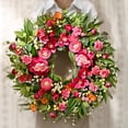 thumbnail image 2 of Lyacmy 26'' Flower Wreaths for Front Door, Spring Summer Silk Rose Magnolia Door Wreath for Farmhouse Porch Window Decor, 2 of 9