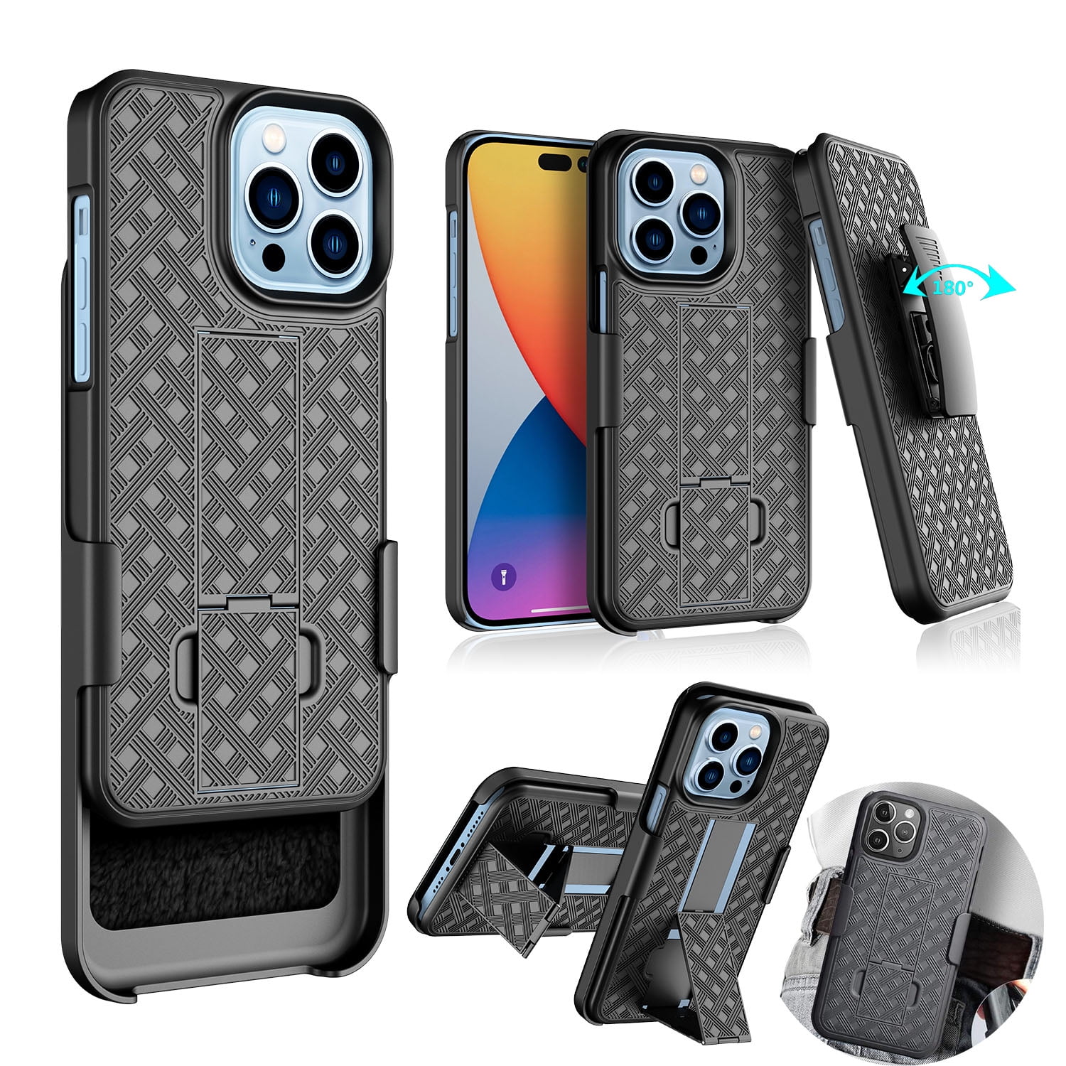 iPhone 14 Cases Belt Clip Holster Cover, Shock Absorbing