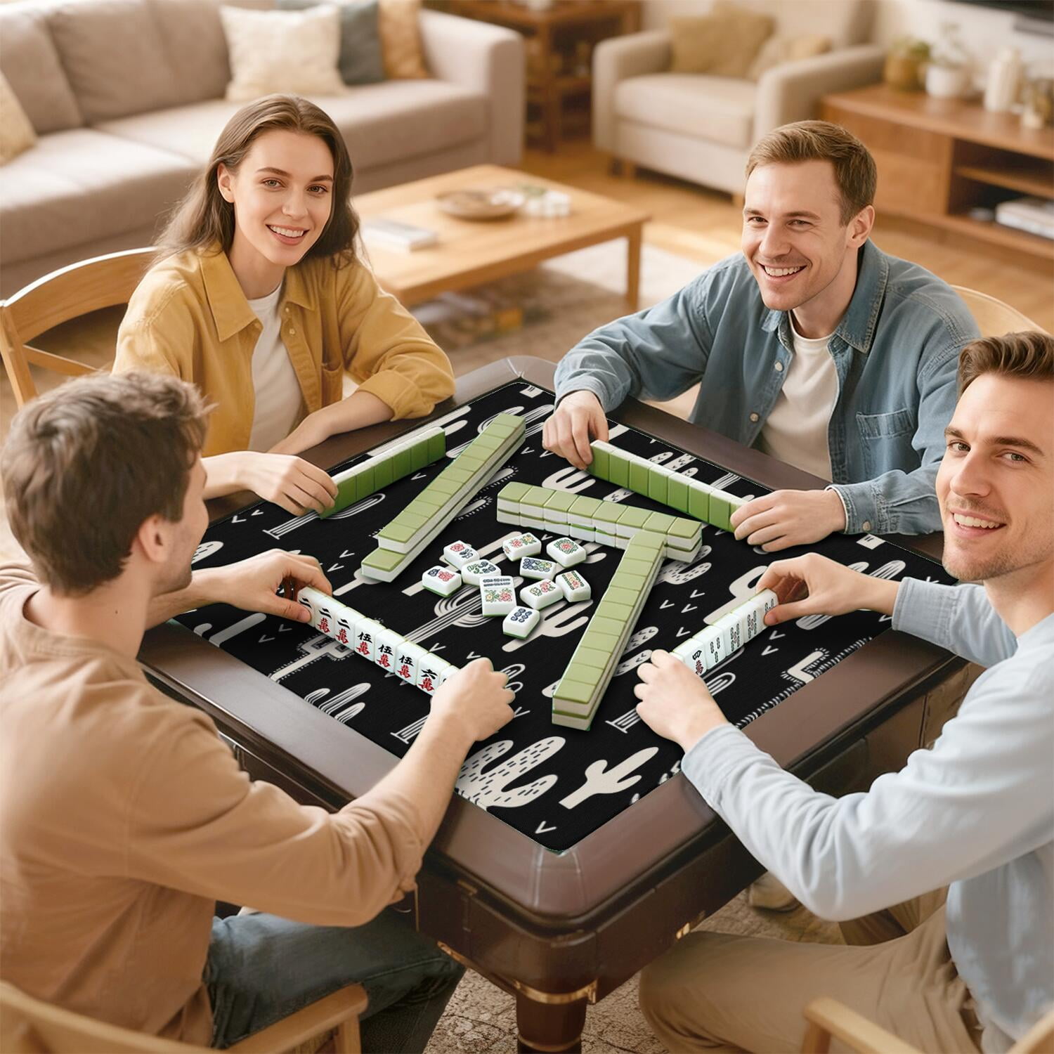 31.5 Inch Plants Inspired Playing Mat Made of Rubber Material Featuring Anti-Slip Non-Skid Backing and Noise Reduction Qualities for Board Games Card Games