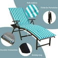 thumbnail image 5 of Kozyard Cozy Aluminum Reclining Lounge Chair - Foldable Outdoor Chaise Lounge with Drink Holder, Weather Free, Adjustable - Assemble-Free (Beige with Blue Strip Cushion), 5 of 7
