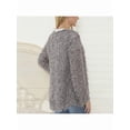 thumbnail image 4 of Women Solid Color Autumn Winter Plush Cardigan Long Sleeve Casual Warm Loose Sweater, 4 of 5