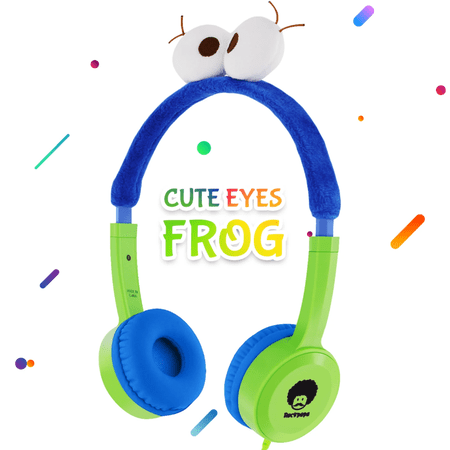 RockPapa Cute Eyes Frog Kids Cat Ear Headphones for Girls Boys Toddlers Tablet