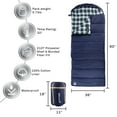 thumbnail image 2 of Wakeman XL Sleeping Bag 32F - Compact and Lightweight 3-Season Envelope-Style Bag with Hood (Navy), 2 of 8