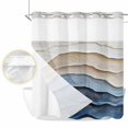 thumbnail image 2 of Blue Beige No Hook Shower Curtain Waterproof, Bathroom Curtains with Snap in Liners and See Through Top Window, Coastal Wave Modern Abstract Art Hotel Style Bathtub Curtains Shower 66"Wx72"L, 2 of 8