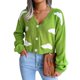 thumbnail image 1 of Cárdigan para mujer, suéteres, moda, patrón de nube blanca, cárdigan holgado de manga larga con cuello en V, Tops para otoño, 1 of 7
