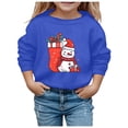 thumbnail image 2 of Girls Sweatshirt Kids Christmas Snowflake Hoodless Long Sleeve Pullover Blue 5-6 Years, 2 of 4