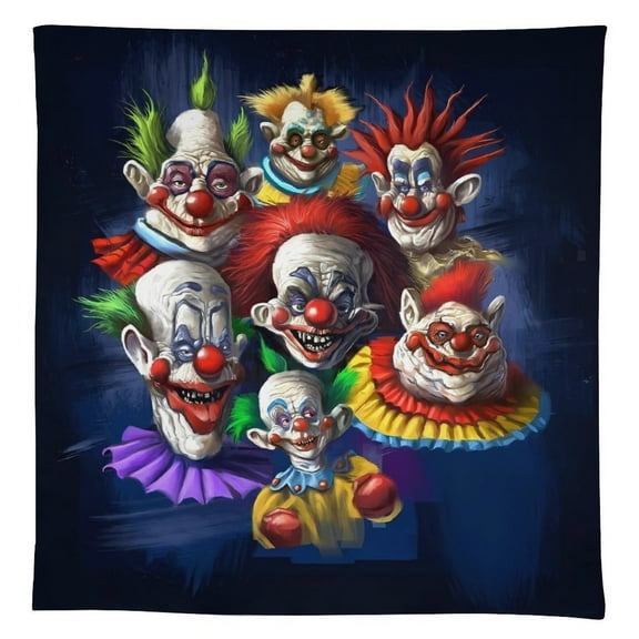 Killer Klowns from Outer Space Clown Tablecloth, Washable Reusable Rectangular Tablecloth Table Cover for Birthday Celebrations And Events, Birthday Party Decorations 55"x55"