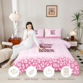 thumbnail image 3 of Castle Fairy Pink Leopard Bow Letter E Queen Comforter Set 3pcs for Girls,Cheetah Print Initial Bedding Comforter Set,Pink Reversible, 3 of 6