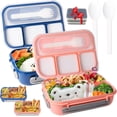 thumbnail image 1 of 2 Set Grande Caja Bento Box 1300 ml + 2 Pcs Cepillo para Lavar los Platos, Lonchera para Niños y Adultos, Caja de Almuerzo con Cuchara, Fiambreras con 4 Compartimentos, Contenedores de Almuerzoa, 1 of 4