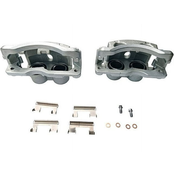 Front Brake Caliper Set of 2 - Compatible with 2001 - 2010 Chevy Silverado 2500 HD (with Dual Piston) 2002 2003 2004 2005 2006 2007 2008 2009