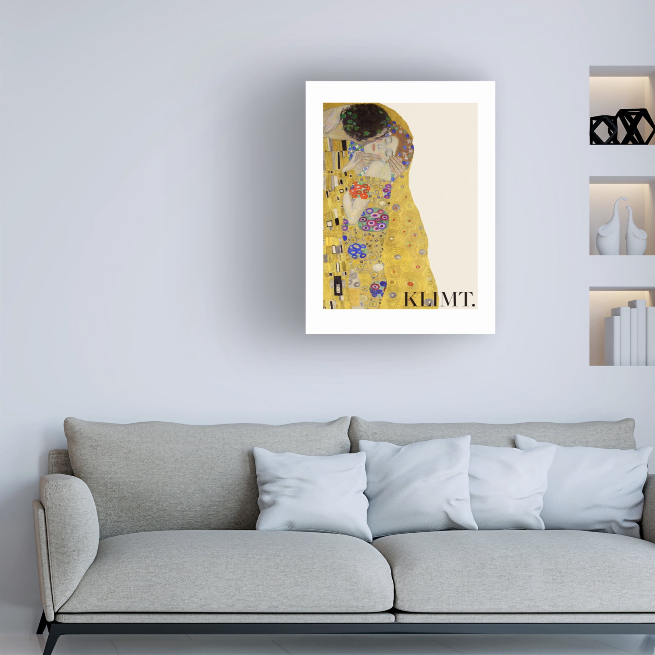 Canvas Wall Art - Pictufy  'The Kiss 1907A1908 Special Poster Crop' Wall Art for Living Room, Bedroom, or Office D?cor by Trademark Fine Art - 14 x 19 Inches