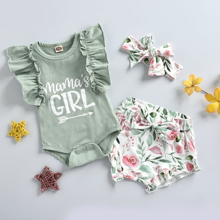 

Hunpta Baby Girl Clothes Outfits Cotton Letter Print Romper Casual 3PCS Set