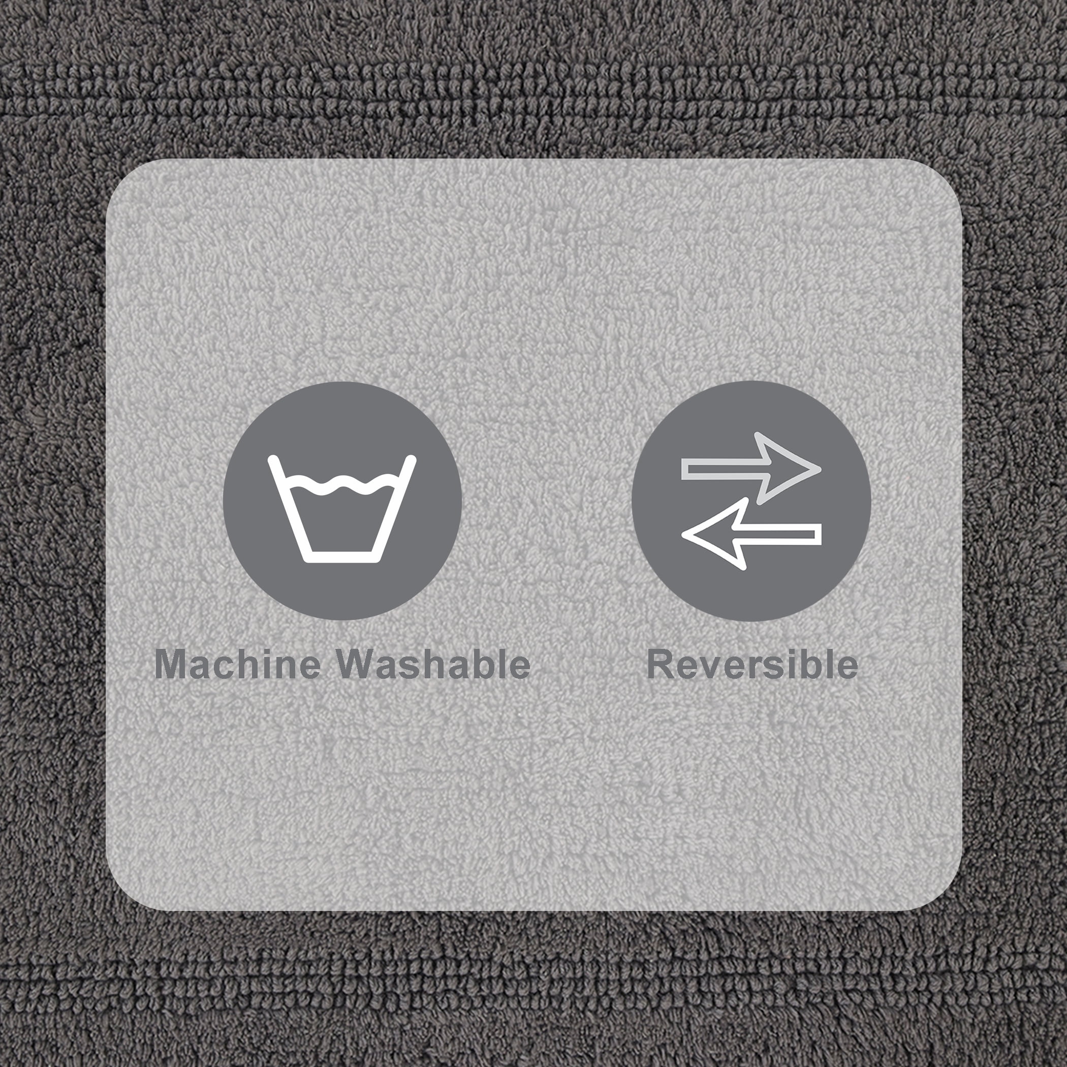 Better Homes & Gardens Cotton Reversible Bath Rug, Grey Flannel, 17" x 24"