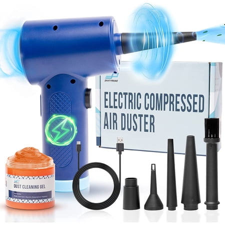 Electric Compressed Air Dusters - Portable Rechargeable Electric Air Duster For Computer Duster - Electronics Cleaning Air Blower - Electric Duster Air Can Dust Blower Electronic Duster Compressed Air