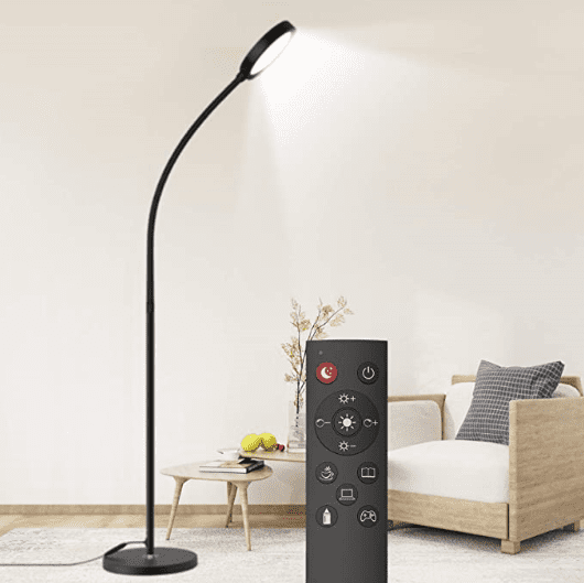 Floor Lamp, Remote Control with 4 Color Temperatures, Torchiere Floor lamp for Bedroom, Standing Lamps for Living Room, Bulb Included （Glossy Black