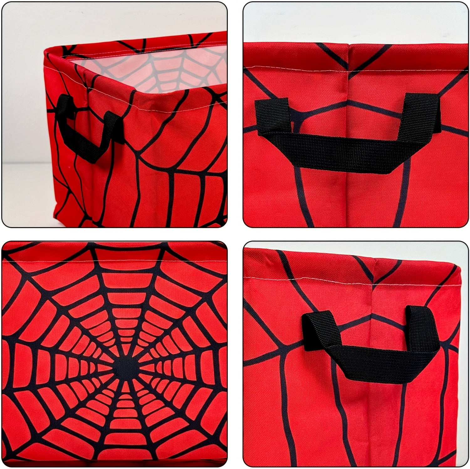Spider Web Print Red Large Foldable Laundry Basket - Durable Polyester Material, Modern Style Open Design, Multi-functional Storage Basket for Home Use, Easy-grip Handle, Storage Rack Basket
