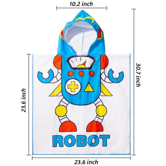 2ooya Robot Beach Towel with Hood, Soft Polyester Hooded Bath Robe Beach Essentials,1Pack