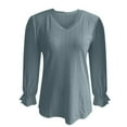 thumbnail image 5 of Womens Shirts Womens Tops 2026 Womens Long Sleeve Eyelet Tops Dressy Casual Blouse Lace Trimmed V Neck Shirt 2024 Fall Outfit Clothes, 5 of 6