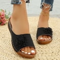thumbnail image 6 of Fnooota Womens Comfort Sandals, Vacation Slip On Casual Open Toe Wedge Sandals Black Size 7, 6 of 7
