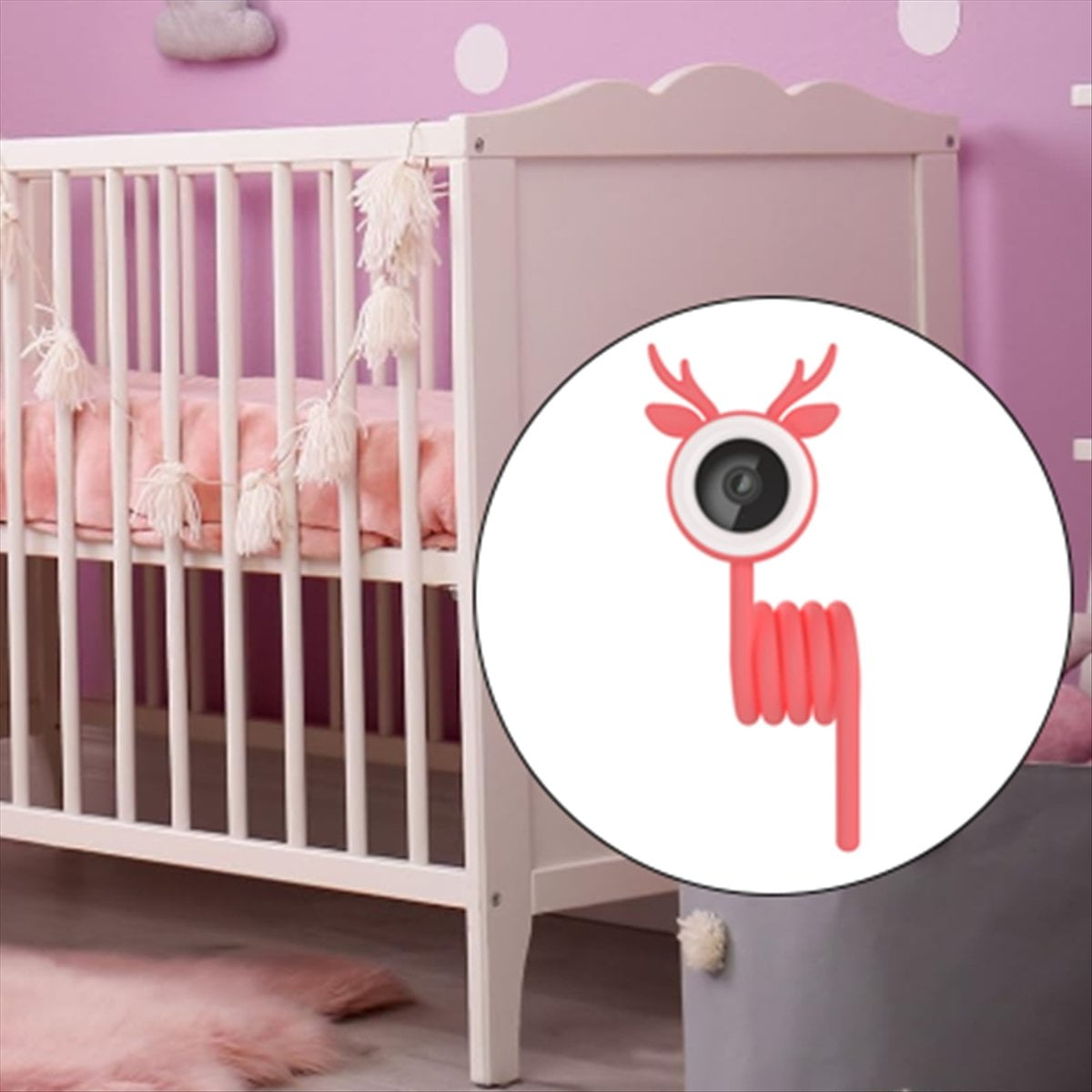 Video Baby Monitor, Baby Caregiver,Baby Camera Monitor Lullaby Feeding Alert EU Plug