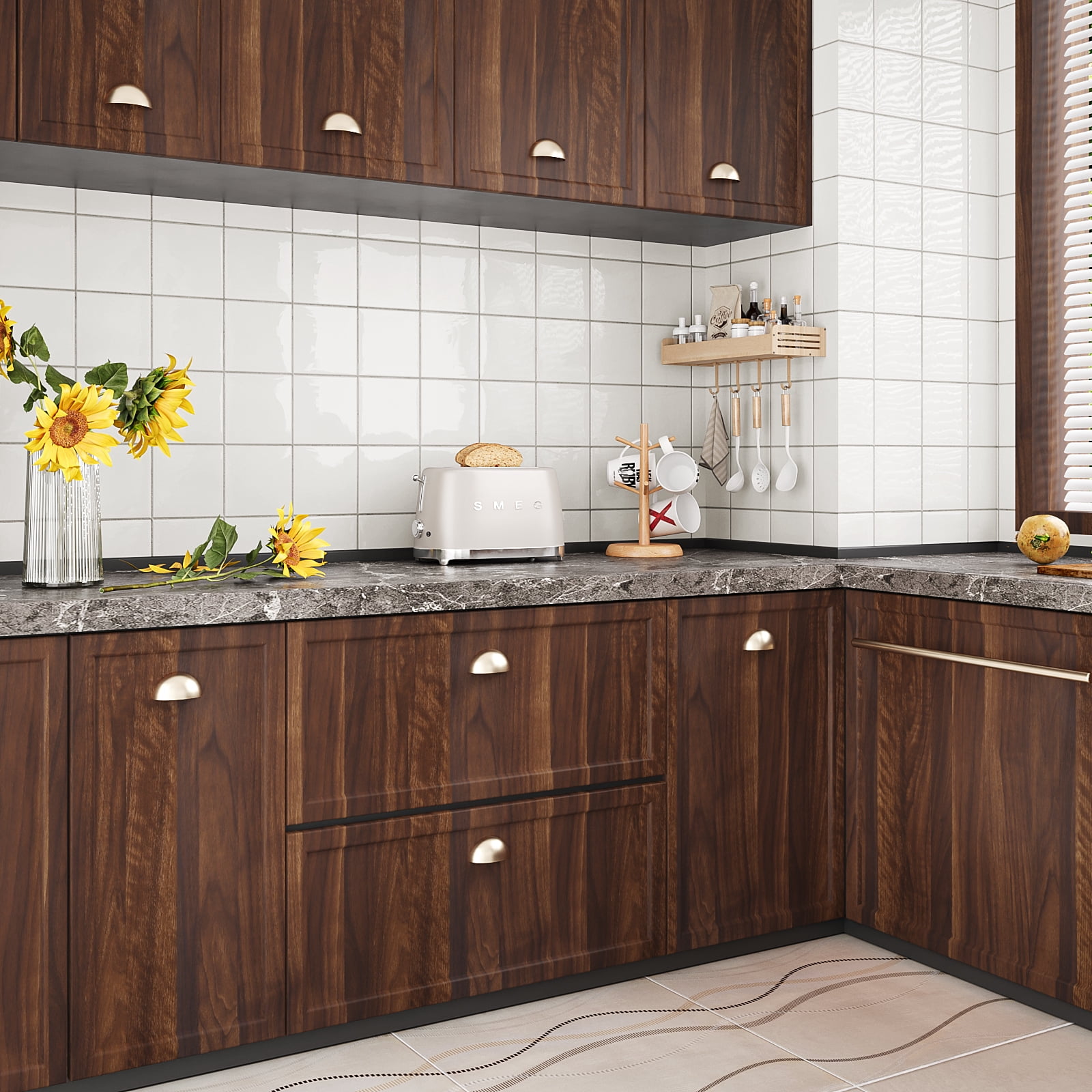 VEELIKE 15.7''x354'' Brown Wood Contact Paper for Countertops Waterproof Peel and Stick Brown Wood Wallpaper for Kitchen Self Adhesive Wood Grain Contact Paper Removable Roll for Cabinets Walls