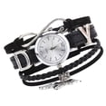 thumbnail image 1 of Reloj de pulsera con patrón de oscilación de corazón de cuarzo con correa de cuero de PU para mujer a la moda (negro), 1 of 5