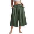 thumbnail image 4 of Women's Loose Wide Leg Track Pants Drawstring Pockets Elastic Waist Capri Hiking Pants with Big Ruched Pockets, 4 of 6