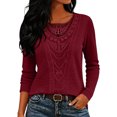 thumbnail image 3 of CAIXIA Long Sleeve Shirts for Women Boho Tops Trendy Blouses Dressy Casual Lace Tops Fall Outfits Fashion Winter Clothing Tunic Tops Loose Fit Business Casual Outfits, 3 of 6