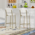 thumbnail image 2 of 30" Counter Height Bar Stools Set of 2, Modern Velvet Barstools with Golden Frame, Upholstered Kitchen Island Chairs with Metal Base Legs, Creamy White, 2 of 9