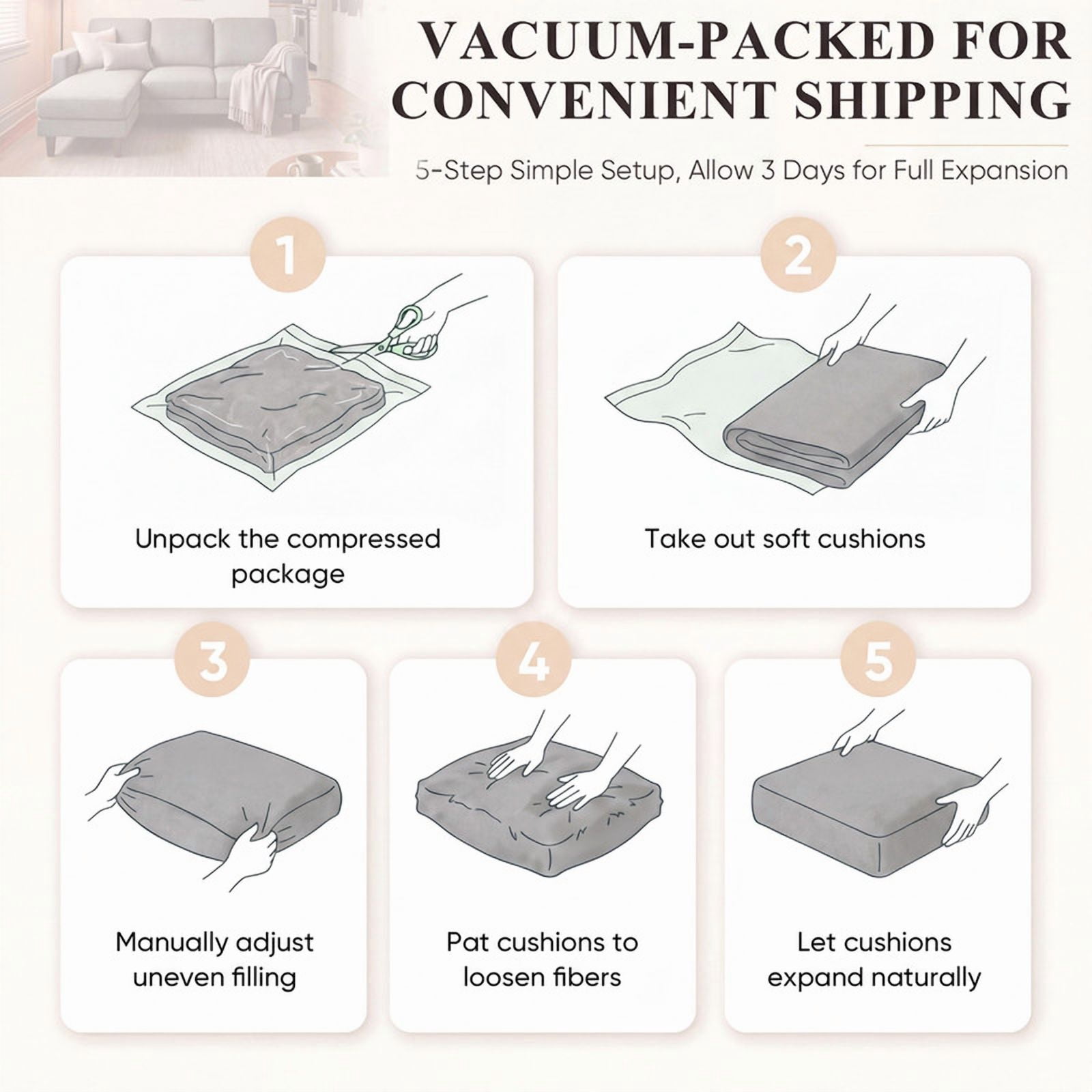 Lacoo L-Shaped Sofa Couch, 72" Modern Reversible Chaise Cloud Sofa with Cushions for Living Room, Apartment and Small Space, Gray
