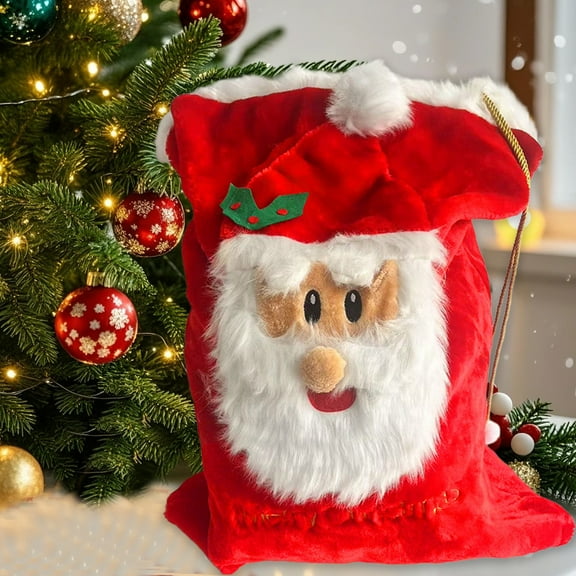 Christmas Large Santa Drawstring Bags 22 x 33 Inch Jumbo Velvet Santa Bag Christmas Extra Large Gift Bags for Xmas Gift Stuffer Package Supplies