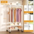 thumbnail image 6 of Heavy Duty Rolling Clothes Rack, Freestanding Garment Rack with Wheels, 35.5 W x 14 D x 74.6 H Inches, 380 Lb Capacity, White, 6 of 6
