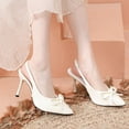 thumbnail image 5 of Viluyesy Women's Stilettos Sandals, Slingback Spring Summer Bow Pointed Toe Ladies Wedding Party Dress Shoes Beige 7.5, 5 of 8