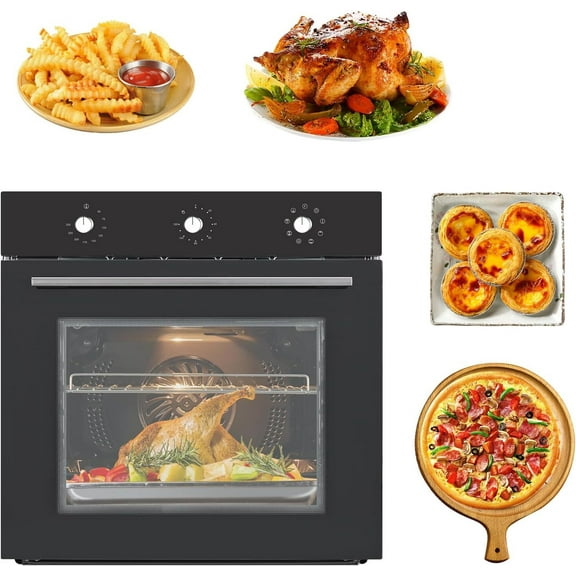 24" Built-in Electric Convection Oven, 2.5Cu.ft,8 Baking Modes, Triple-Layered Glass Door