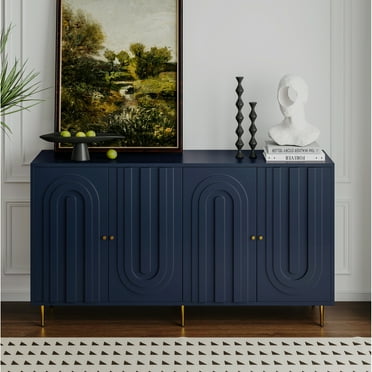 Clihome Freestanding 3-Door Storage Accent Cabinet Blue - Walmart.com