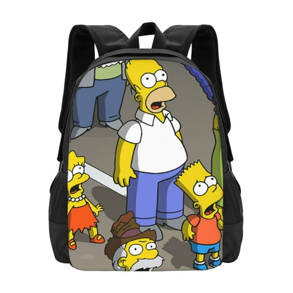 The Simpsons Sac à Dos pour l'École, Sac à Livres Anime, Sacs d'École Légers, Sac Cartable, Sacs à Dos pour Ados, Sac de Jour Décontracté pour le Collège 16.5*12.5*5.5 Pouces