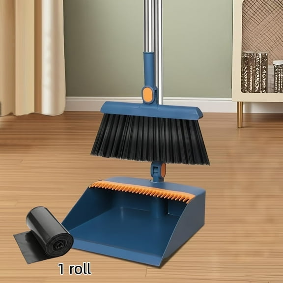 Michnild Space-Saving Foldable Design Long Handle Broom and Dustpan Set
