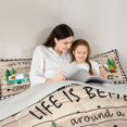 thumbnail image 4 of Manfei Cartoon Car Twin Comforter Sets 2pcs,Happy Camping Bedding Set,Beige White,1 Comforter and 1 Pillowcase,Reversible, 4 of 6