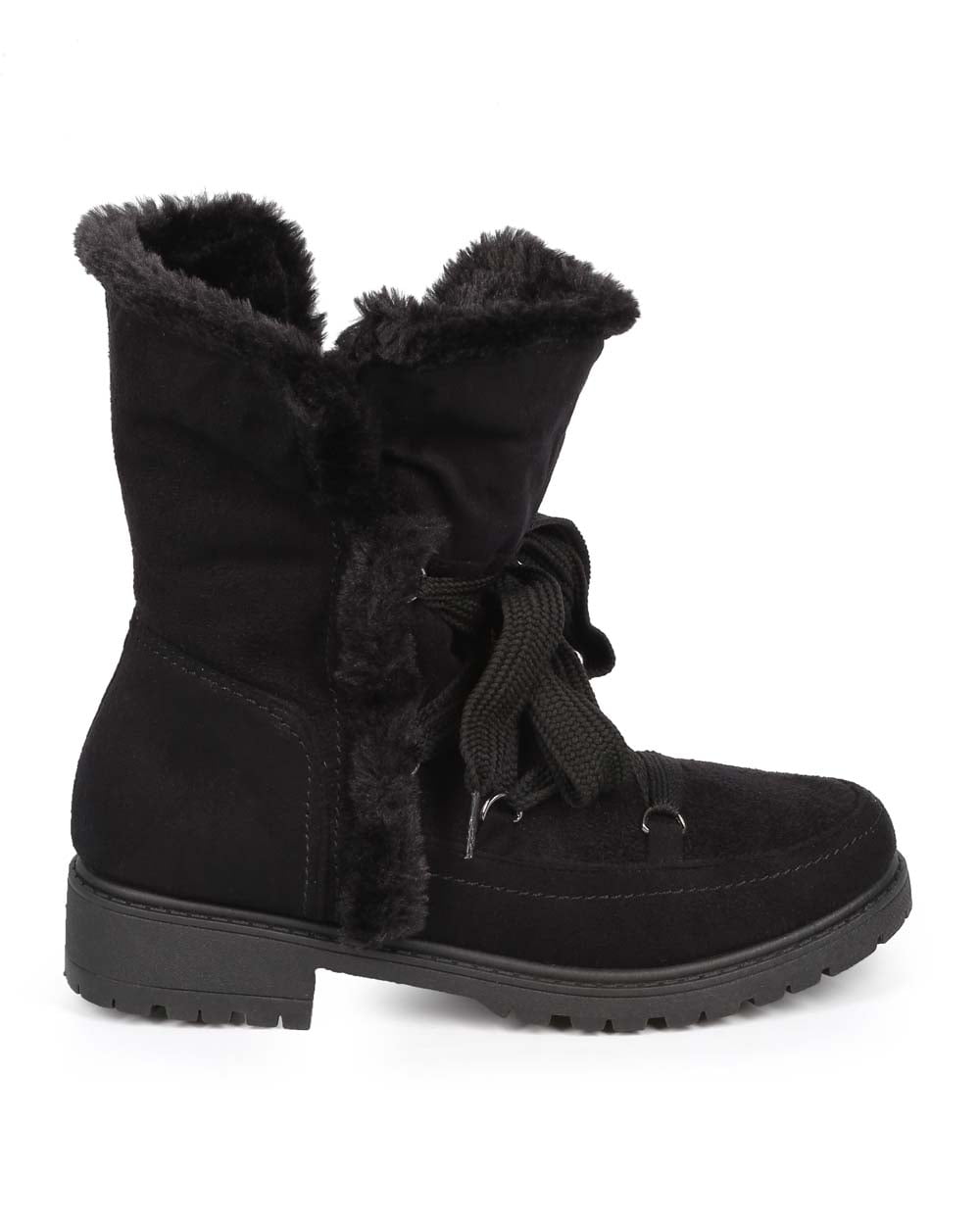 Brown Women Suede Folded Zip Fur Winter Boot DD54