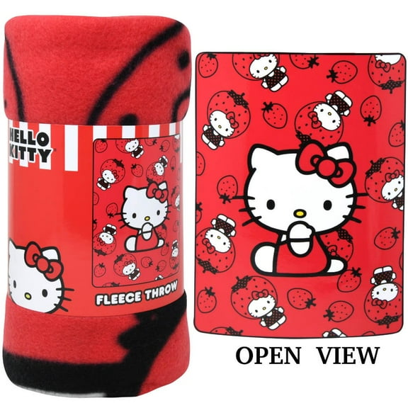 SANRIO Hello Kitty, "Strawberry Kitty" Fleece Throw Blanket, 45" x 60", Multi Color