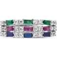 thumbnail image 4 of Sterling Silver Rhodium-Plated Green, Red And Blue Cz 3 Ring Setsize 6 - Jbsp, 4 of 5