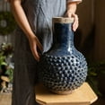 thumbnail image 5 of Large South East Asia Navy Blue Domo Coarse Pottery Vase, 5 of 10