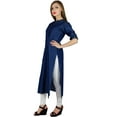 thumbnail image 2 of Bimba Women Denim Blue Kurti 3/4 Sleeve Casual Kurta Straight Tunic Blouse, 2 of 7