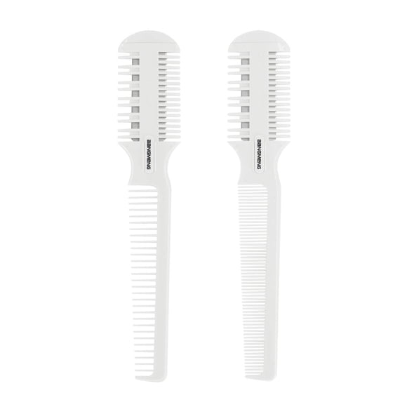 BANGMENG Cortadora de cabello con maquinilla de afeitar con puntas abiertas - 2 piezas para cortar y peinar cabello fino y grueso: peines de dientes densos y anchos Cuchillas de doble filo