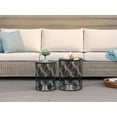 thumbnail image 4 of Joveco Black Nesting Round Side End Tables Set of 2- Coffee Tea Table Mid Century Night Stands for Living Room Bedroom Outdoor, Black Double-Leaf, 4 of 14